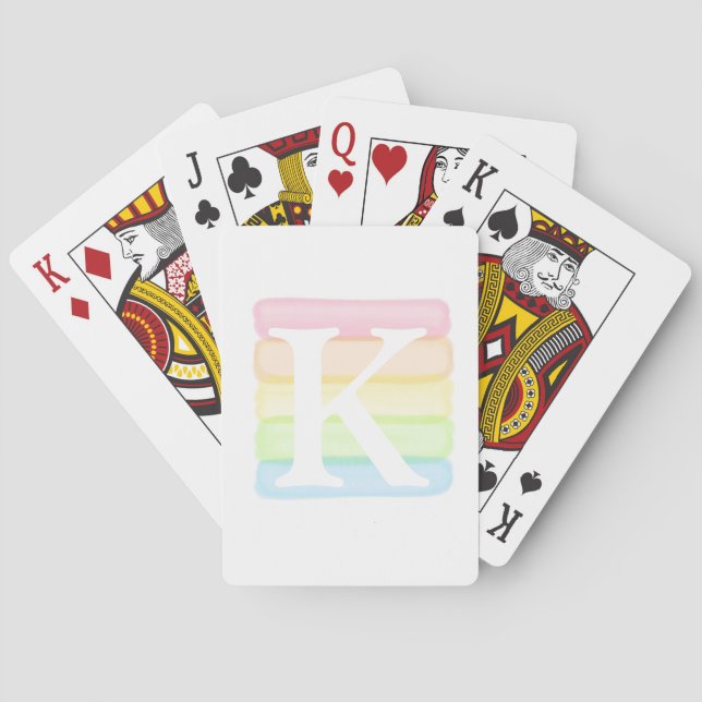 Watercolor Monogram playing cards (Back)