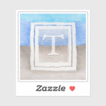 #Watercolor #Monogram Sea & Sand Blue & Tan