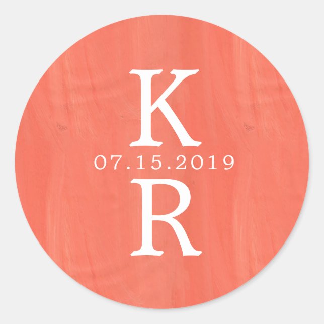 watercolor monogram Wedding Monogram Sticker (Front)