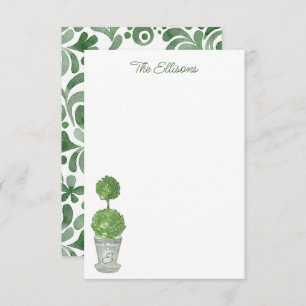 Watercolor Monogrammed Topiary Note Cards