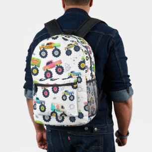 Watercolor Monster Car Trucks kids Printed Backpack