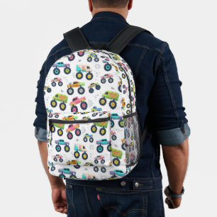 Watercolor Monster Car Trucks kids Printed Backpack