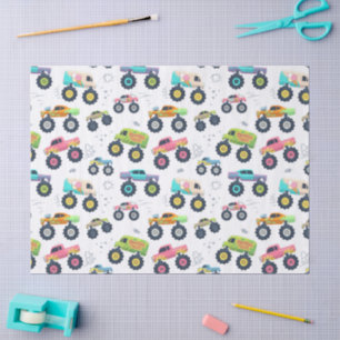 Watercolor Monster Car Trucks kids Tissue Paper