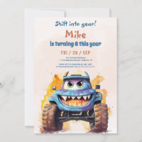 Watercolor Monster Truck boy Birthday 