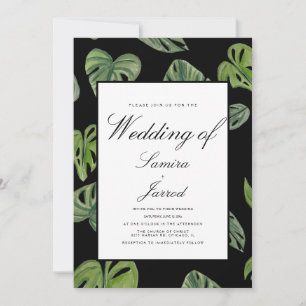Watercolor Monstera and Adansonii Botanical Leaves Invitation