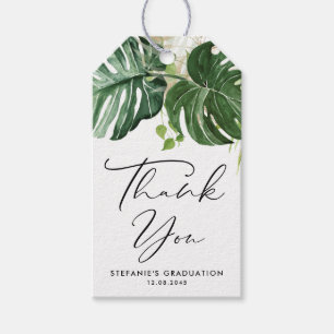Watercolor Monstera Greenery Graduation Thank You Gift Tags