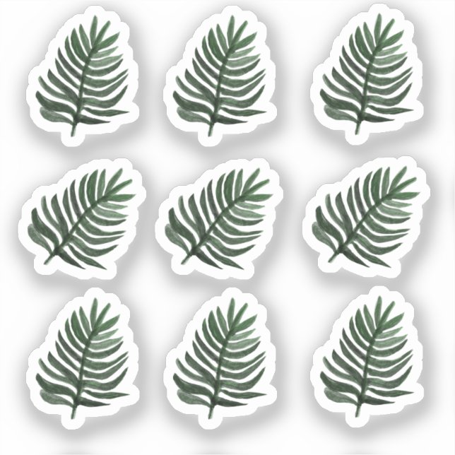 Watercolor Monstera Leaf Greenery Sticker Set (Front)