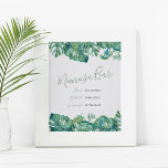 Watercolor Monstera Leaves Mimosa Bar Poster<br><div class="desc">Use this tropical greenery Mimosa Bar sign to decorate your table and help guests know how to prepare their drinks. Designed using my original watercolor monstera palm leaves, this sign is perfect for brunch and bubbly's, bridal showers, baby showers, weddings or whatever you like. To see matching party decor by...</div>