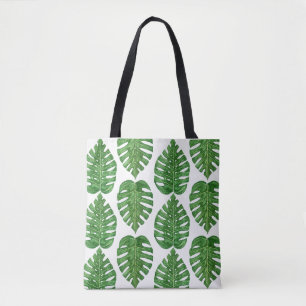 Watercolor Monstera Leaves Tote Bag