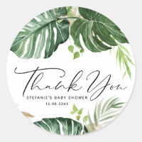 Watercolor Monstera Summer Baby Shower Thank You