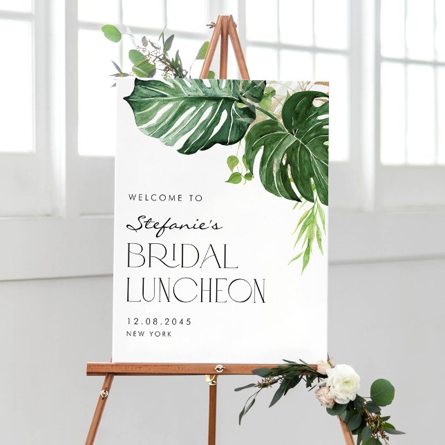 Watercolor Monstera Tropical Bridal Luncheon Poster (Creator Uploaded)