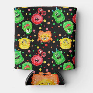Watercolor Monsters: Cute Seamless Pattern Can Cooler