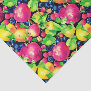 Watercolor Montage of Colourful Fruits Tissue Paper