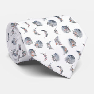 Watercolor Moon Phases Pattern  Tie