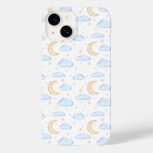 Watercolor Moon Stars and Clouds Pattern Case-Mate iPhone 14 Case