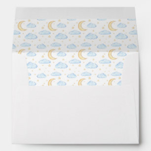 Watercolor Moon Stars and Clouds Pattern Envelope