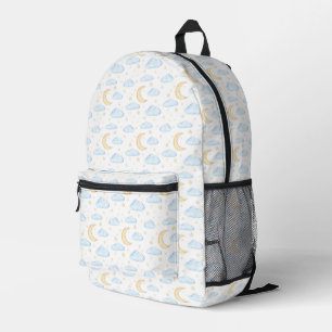 Watercolor Moon Stars and Clouds Pattern Printed Backpack