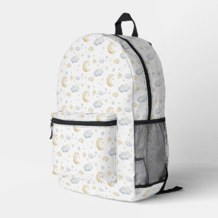 Watercolor Moon Stars & Cloud Pattern Printed Backpack