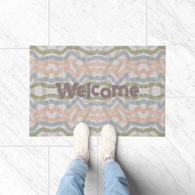 Watercolor Mopping Brushstrokes Pattern In Pastel Doormat (Indoor)