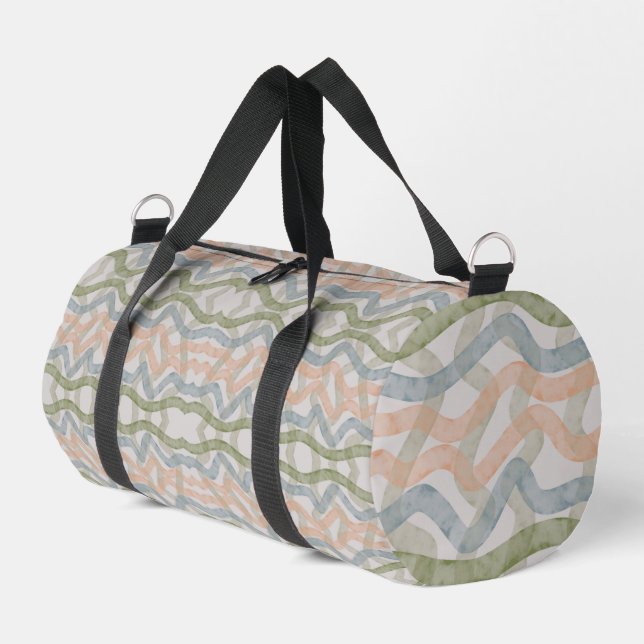 Watercolor Mopping Brushstrokes Pattern In Pastel Duffle Bag (Left Corner)