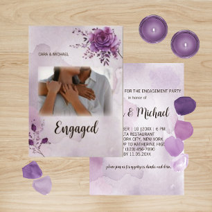 Watercolor Morada Wedding Engagement Invite