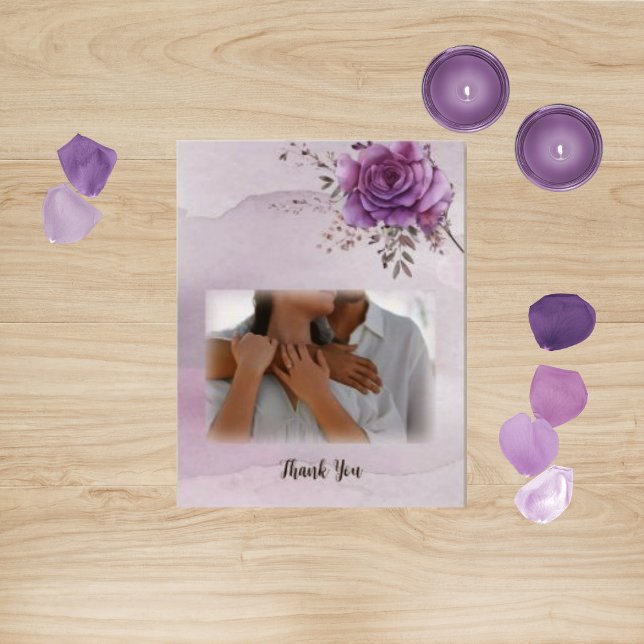 Watercolor Morada Wedding Thank You Card (Creator Uploaded)