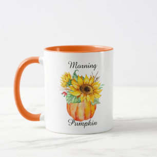 Watercolor Morning Pumpkin Sunflower Mug