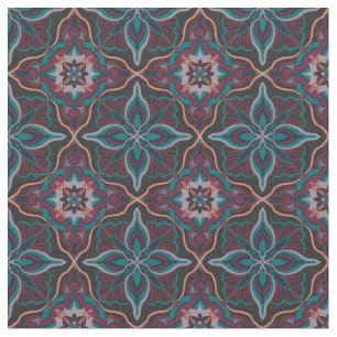 Watercolor Moroccan Boho Geometric Tile Fabric
