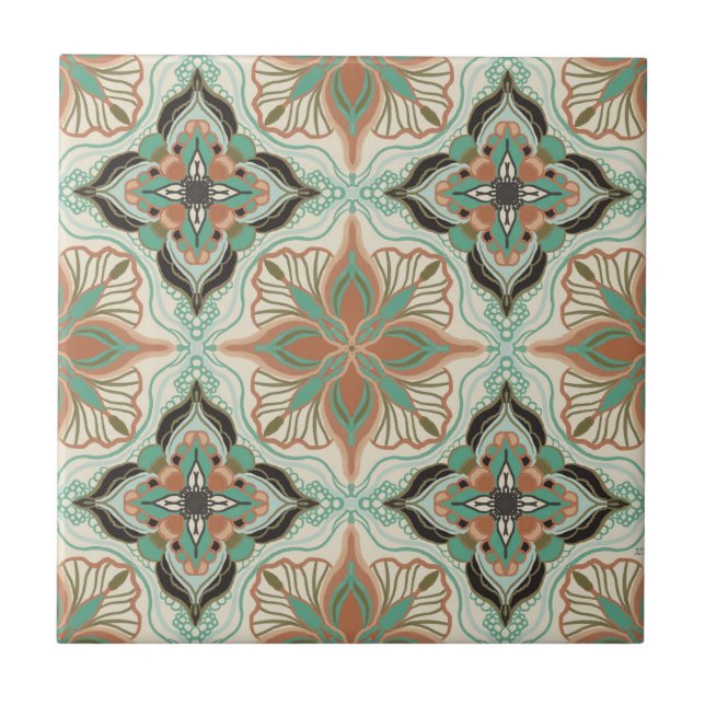 Watercolor Moroccan Floral  Tile (Front)