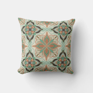 Watercolor Moroccan Floral Tile Cushion