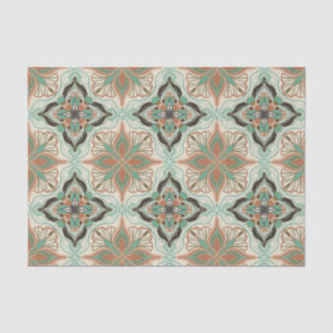Watercolor Moroccan Floral Tile Pattern  Tissue Paper