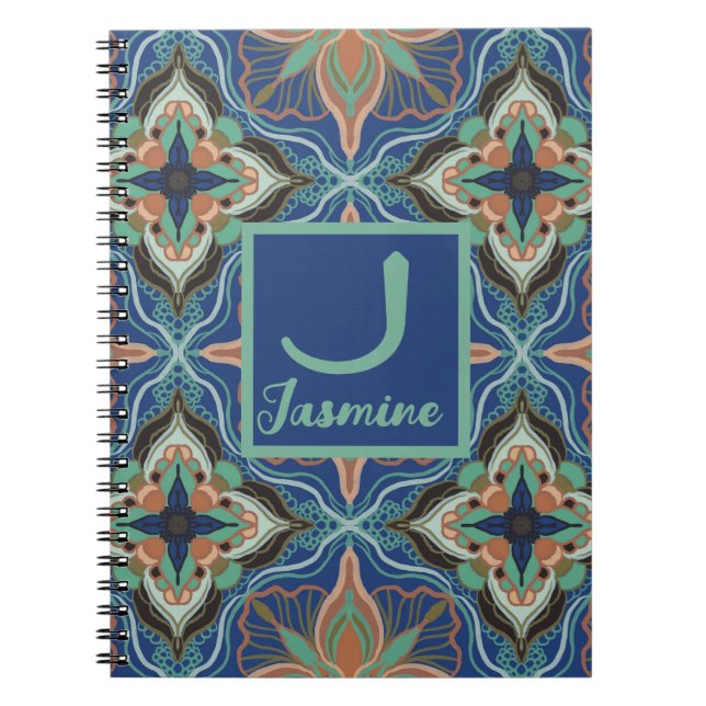 Watercolor Moroccan Marrakech Floral Personalised  Notebook (Front)