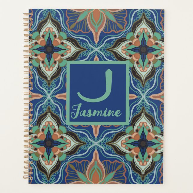 Watercolor Moroccan Marrakech Floral Personalised Planner (Front)