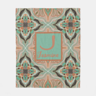 Watercolor Moroccan Pastel Floral Personalised Fle Fleece Blanket