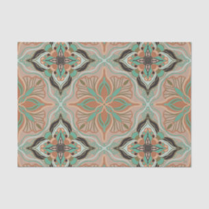 Watercolor Moroccan Pastel Floral Tile  Tissue Paper