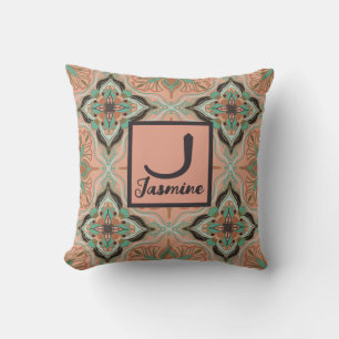 Watercolor Moroccan Pink Floral Personalised Cushion