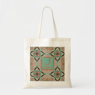 Watercolor Moroccan Pink Mint Floral Tote Bag