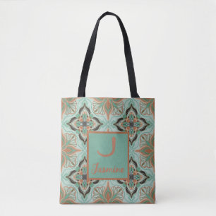 Watercolor Moroccan Vintage Floral Personalised Tote Bag