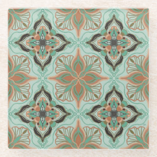 Watercolor Moroccan Vintage Floral Tile Coaster