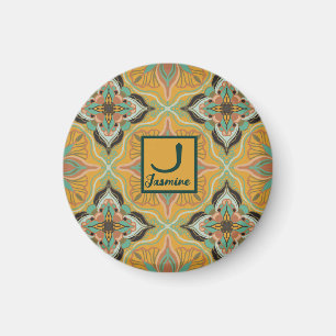 Watercolor Moroccan Yellow Floral Magnet