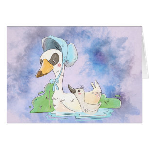 Watercolor Mother and baby Goose Mother's Day