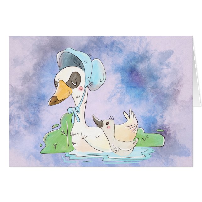 Watercolor Mother and baby Goose Mother's Day (Front Horizontal)