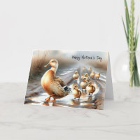 Watercolor Mother Duck For Mother's Day