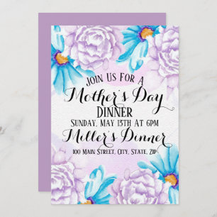 Watercolor Mother’s Day Dinner Invitation Card