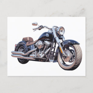 Watercolor motorcycle postcard