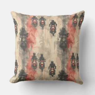 Watercolor motorcycles, bikers, racing, motorcycli cushion