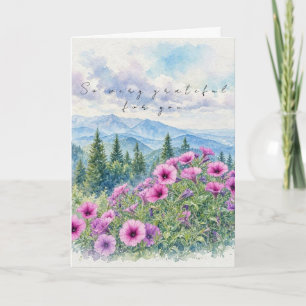 Watercolor Mountain and Wildflowers Thank You Card