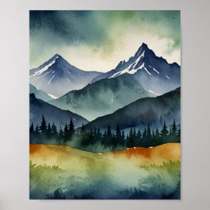 WATERCOLOR MOUNTAIN ART POSTER