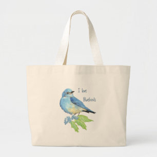 Watercolor Mountain Bluebird Blue Bird Art for the Large Tote Bag