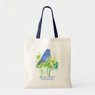 Watercolor Mountain Bluebird Nevada State Bird Tote Bag